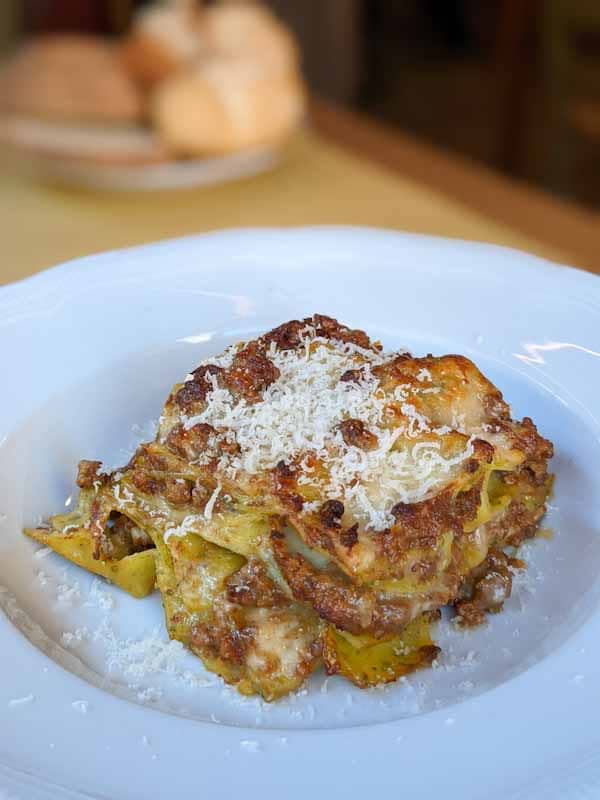 lasagna verde alla bolognese on a plate