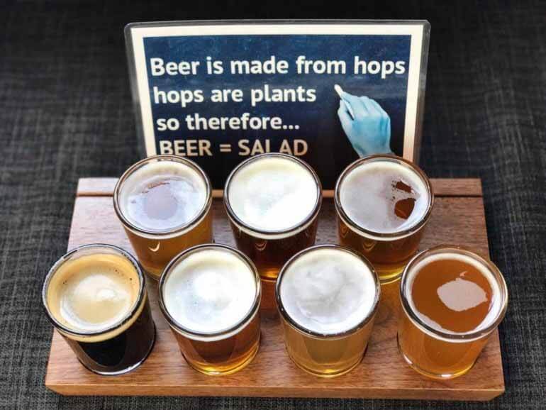 beer in tasting glasses