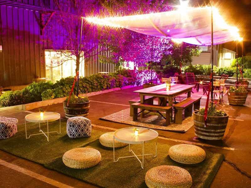 outdoor patio with lighting
