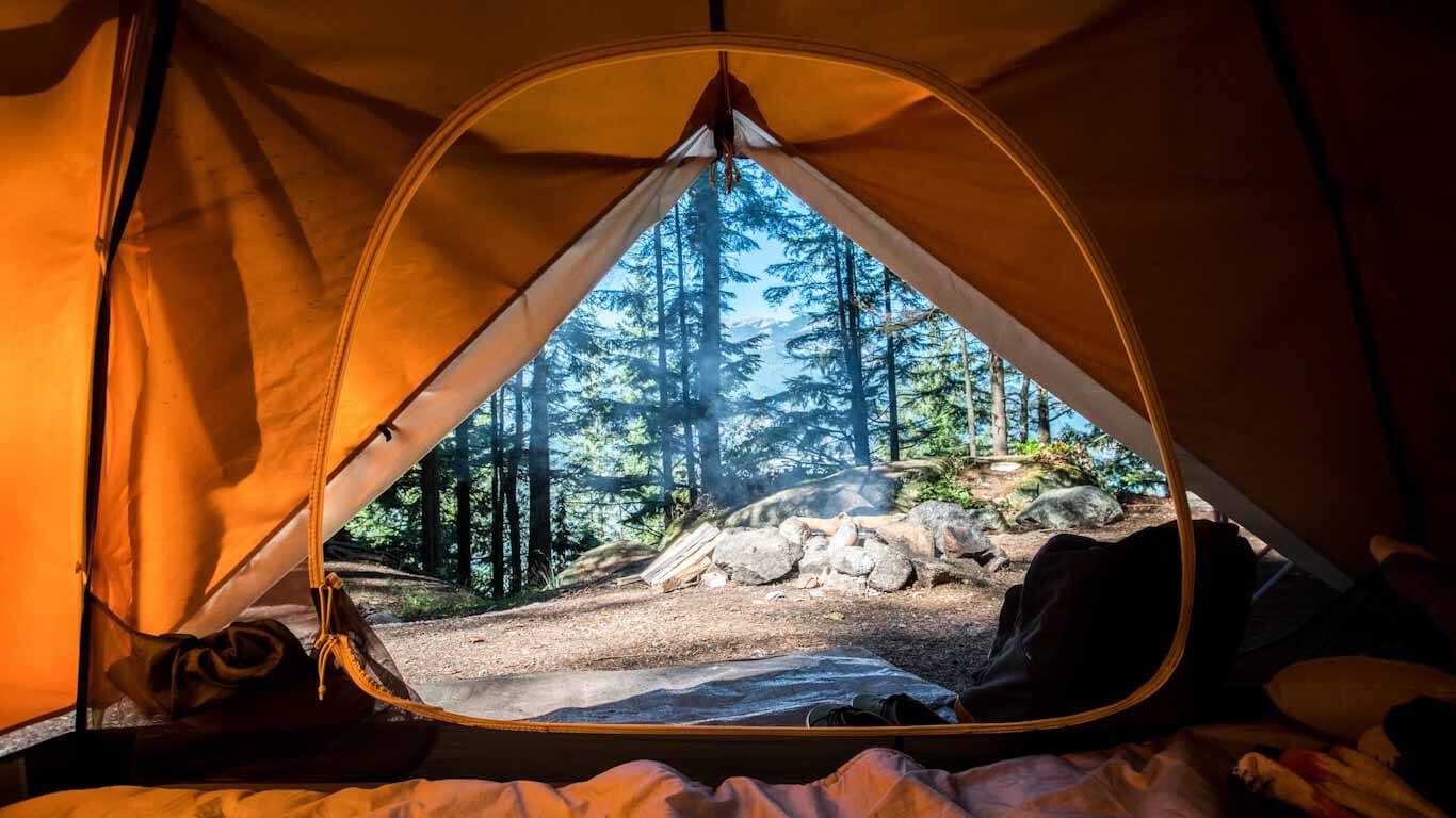 view of campsite from tent