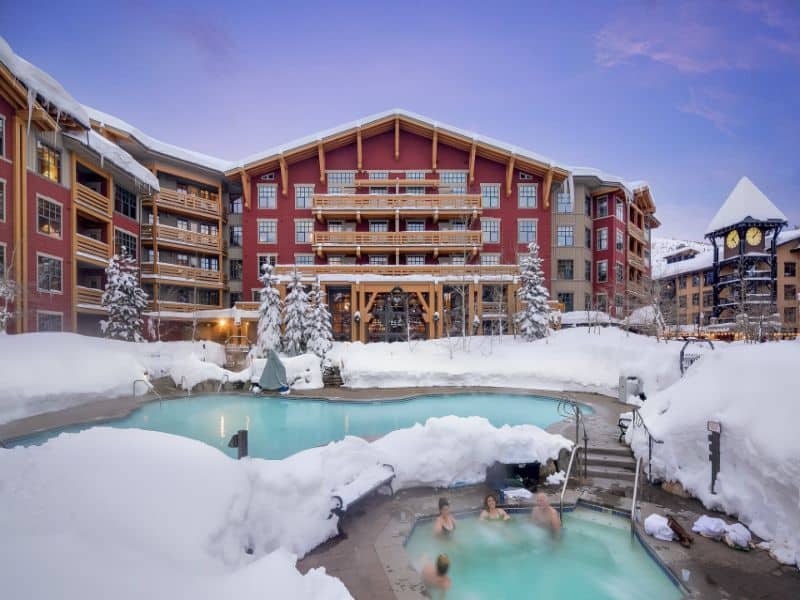 mammoth lodging covered in snow