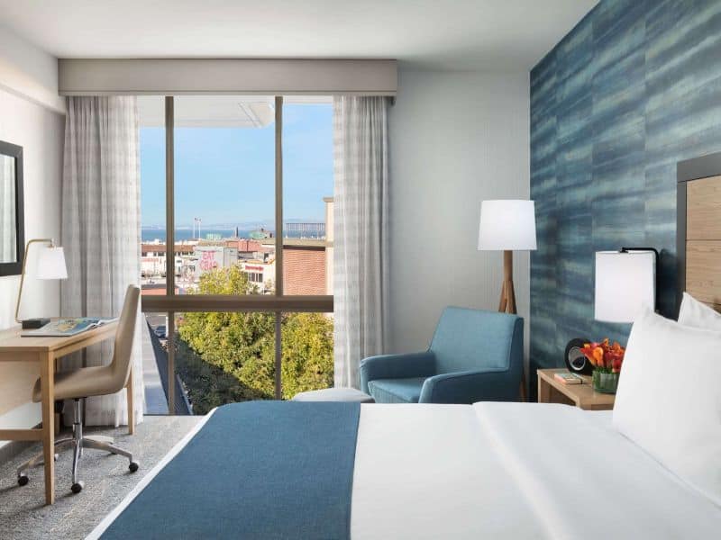 hotel room with beach views
