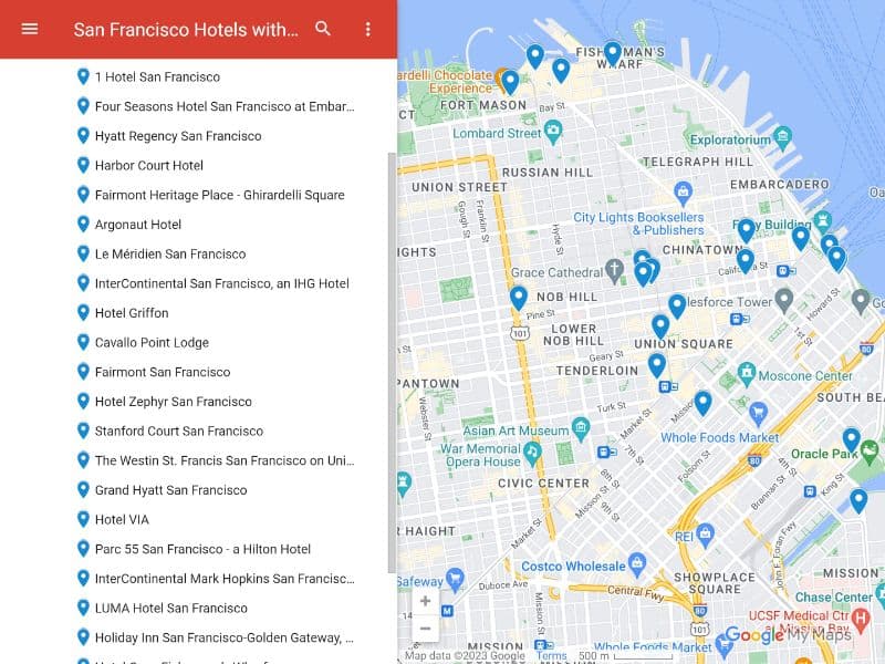 map of hotels in san francisco with ocean views